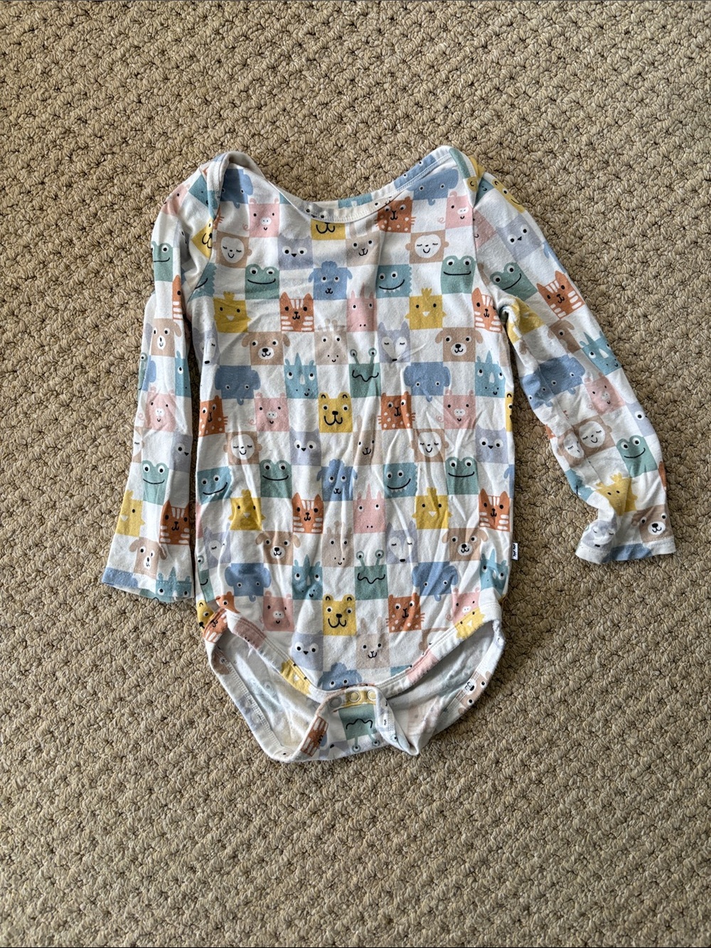 Play by Little Sleepies Bamboo Onsie 18-24 Months Animal Cube Print